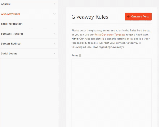 Use the Rules Generator Template in RafflePress to quickly create legally compliant giveaway rules.