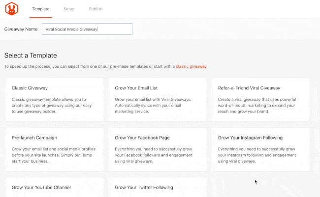 RafflePress goal-based giveaway templates for growing email lists and engagement