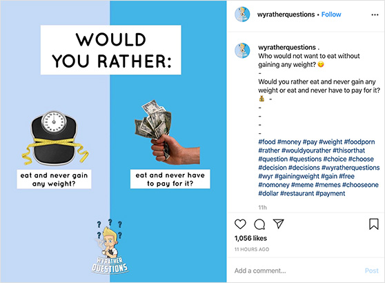 Ask questions on Instagram for more likes and engagement