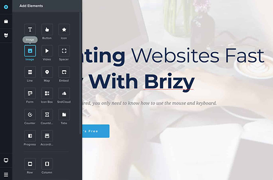 Brizy page builder interface