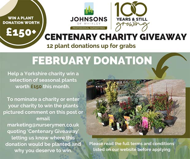 Monthly giveaway donating plants to a nominated charity