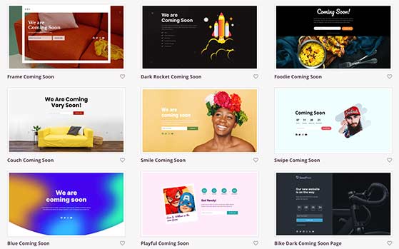 Library of SeedProd coming soon page templates for WordPress