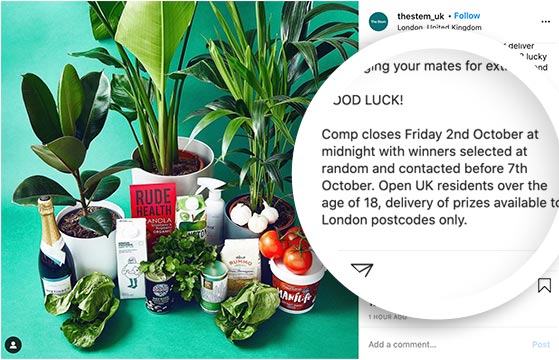 Example of giveaway rules announcement showing how to clearly communicate contest deadlines and winner selection.