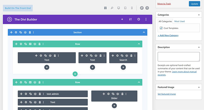 Divi layout editor