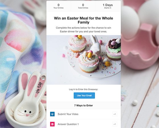 Example of a distraction-free Easter giveaway landing page