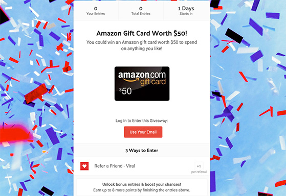 Simple Facebook giveaway landing page layout