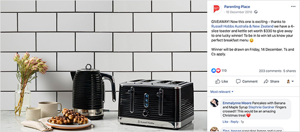 facebook-parenting-giveaway - RafflePress family friendly facebook contest