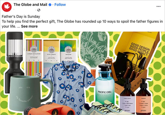 Fathers's Day gift guide shared on social media