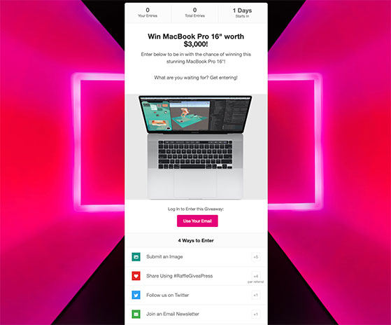 Preview your hashtag contest landing page