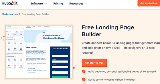 HubSpot landing page builder
