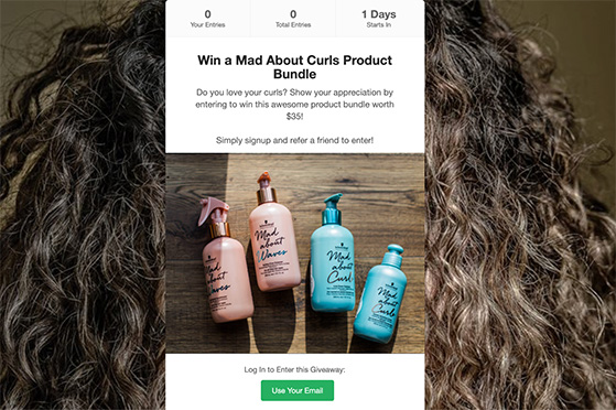Instagram giveaway landing page using RafflePress