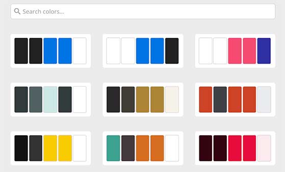  Selection of 20+ built-in color palettes for landing pages in SeedProd