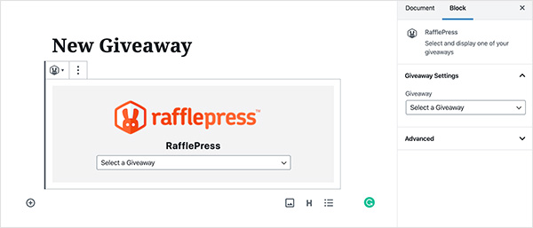 new-rafflepress-giveaway-block - RafflePress New RafflePress giveaway block in WordPress