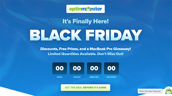 Black Friday giveaway landing page with bold visuals