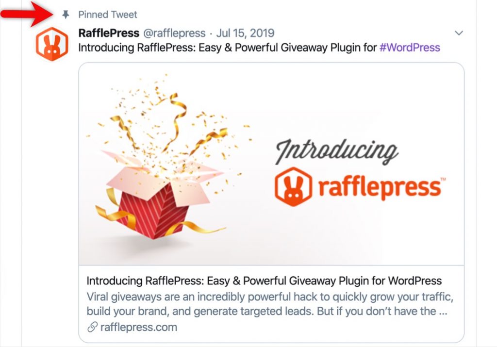 Example of a pinned tweet on X profile to highlight top content
