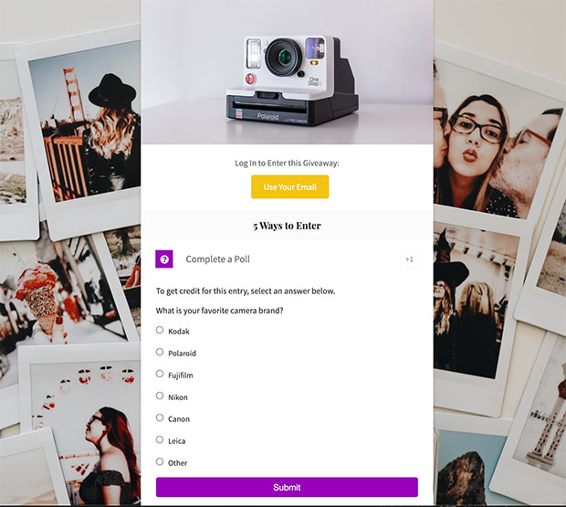 WordPress poll giveaway landing page