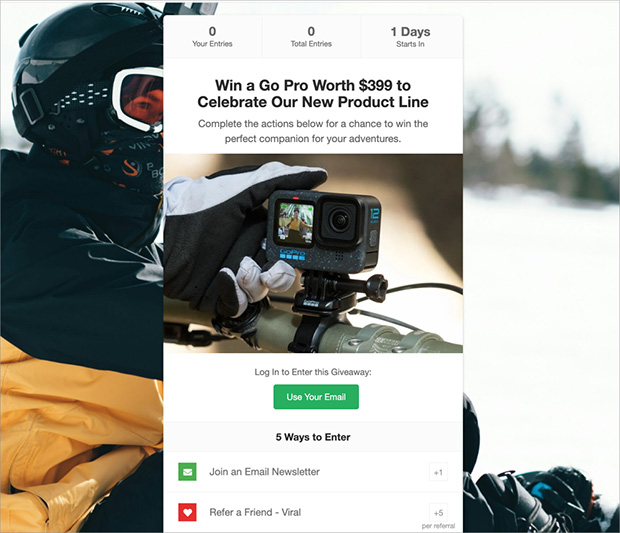 Clean RafflePress giveaway landing page designed to focus user attention