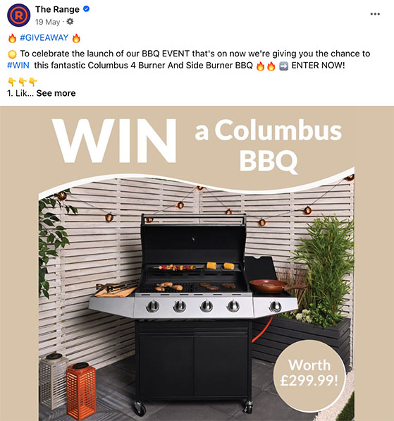 Product launch Facebook giveaway example
