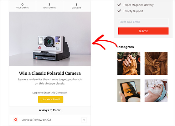 RafflePress WordPress block giveaway example