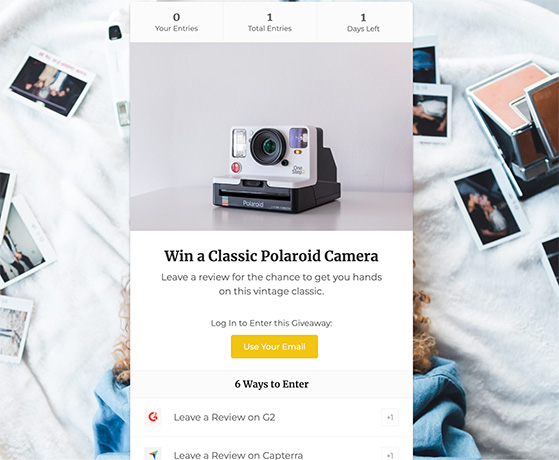 Simple giveaway landing page