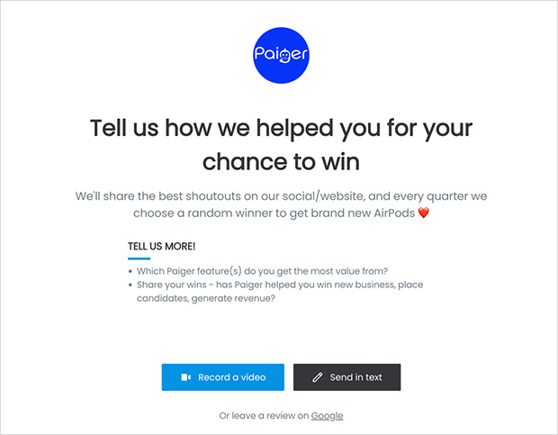 ShoutOut giveaway featuring winner spotlight on social and website