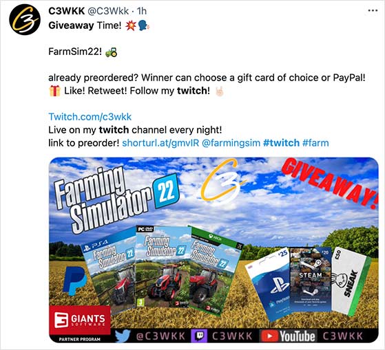 Visual example of Twitch giveaway promotion tips for creators