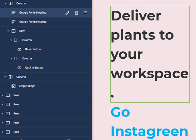 Visual composer interface