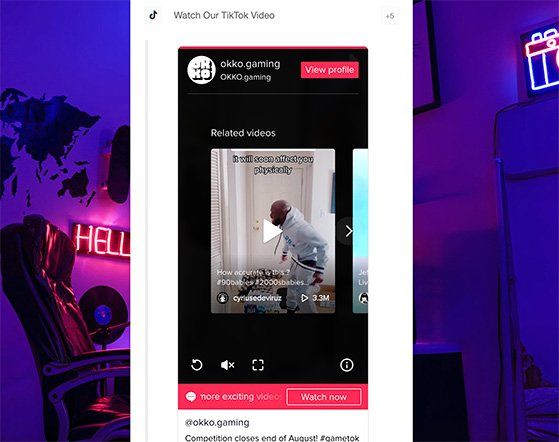 Embedded TikTok video shown on giveaway entry widget