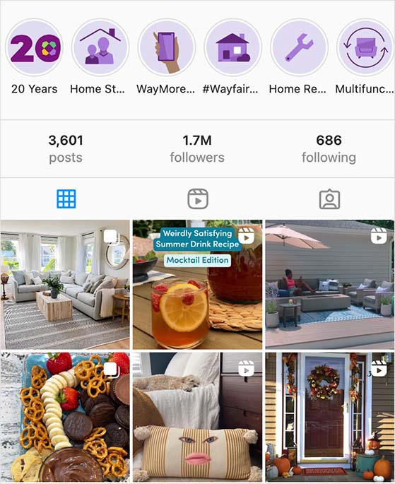 Wayfair user-generated content shared by customers using #WayfairAtHome
