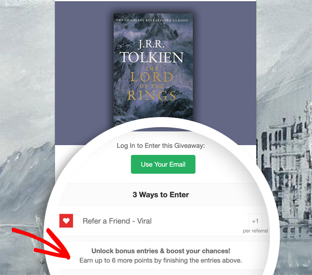 Entry method options in a book giveaway using RafflePress