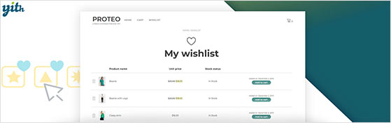 YITH WooCommerce Wishlist plugin for product saving and sharing
