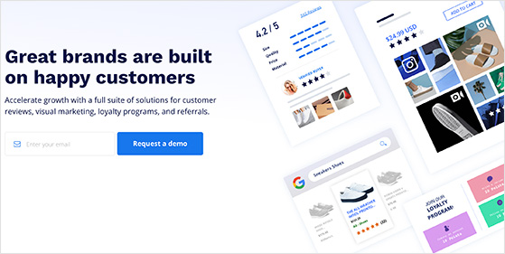 Yotpo dashboard showing tools to collect, display, and manage customer reviews