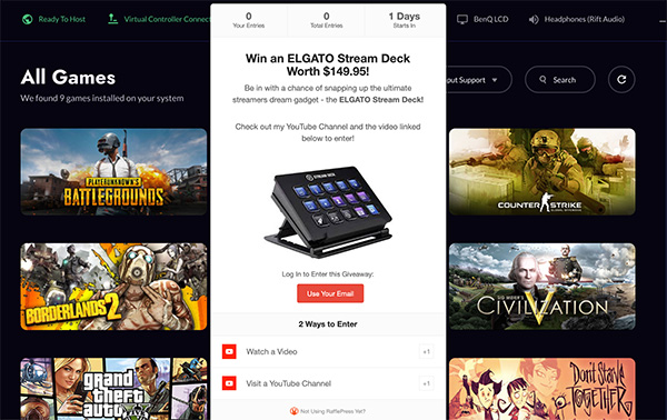 YouTube contest landing page with prize preview and subscribe CTA