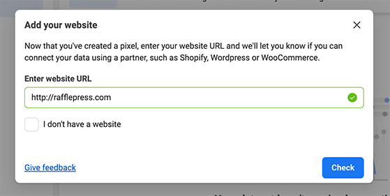 Add your website to the Facebook data source