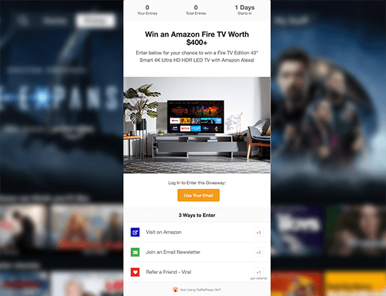 amazon-giveaway-landing-page - RafflePress giveaway landing page with rafflepress