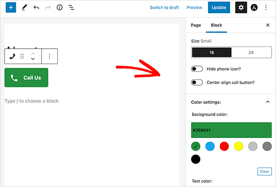 call-button-block-customizations - RafflePress static call button block customization options