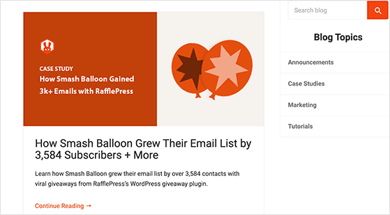 Customer case study content used to build trust and fill content gaps