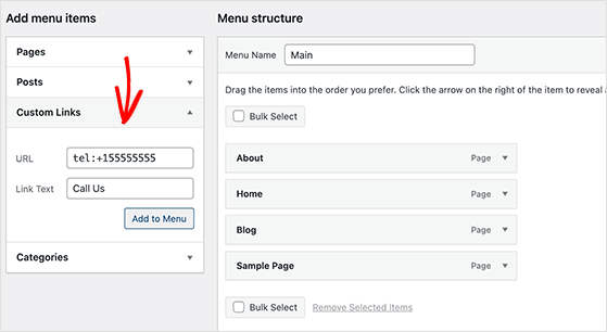 click-to-call-menu-link - RafflePress click to call menu link WordPress
