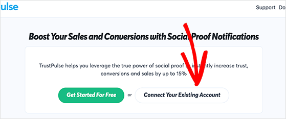 Connect TrustPulse plugin to your existing account