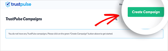 Creating a new campaign inside TrustPulse for sales popups
