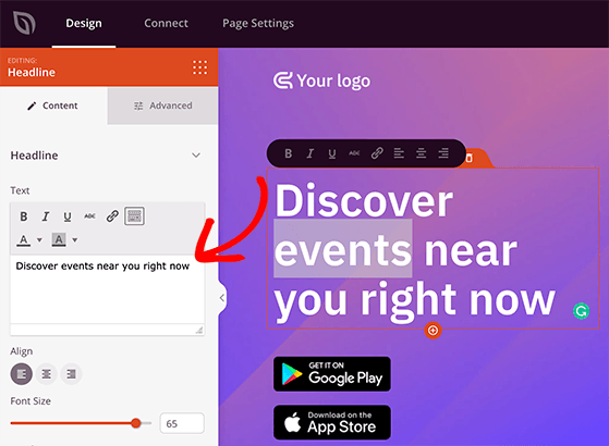 Customize WordPress landing page template with SeedProd point-and-click settings