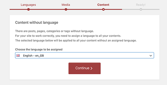 Add a default language for your website