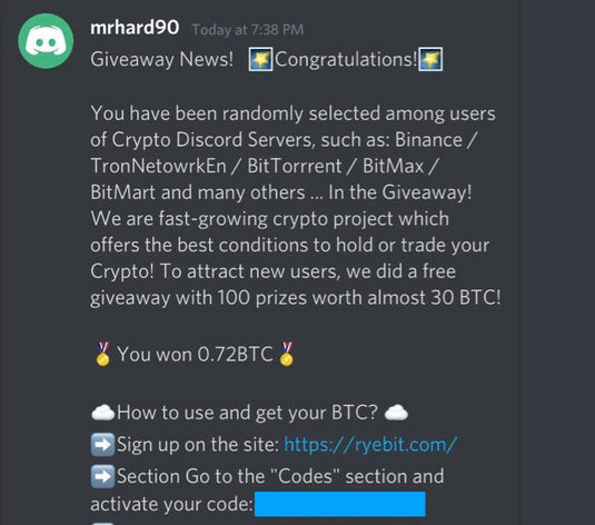 discord-crypto-giveaway-scam - RafflePress Discord giveaway bots cryptocurrency scam