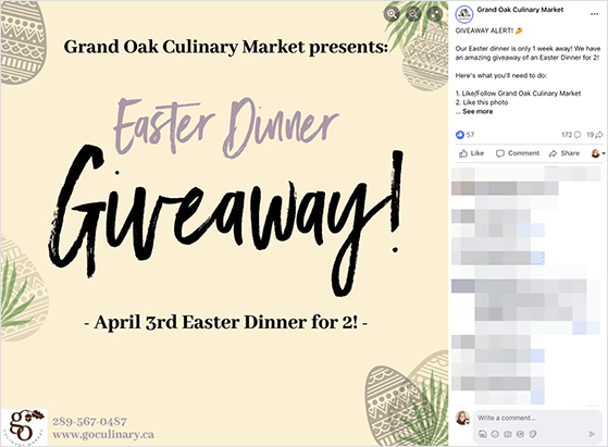 Easter dinner sweepstakes example for spring promotion