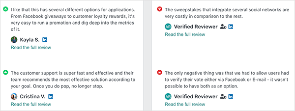 Screenshot of Easypromos customer reviews