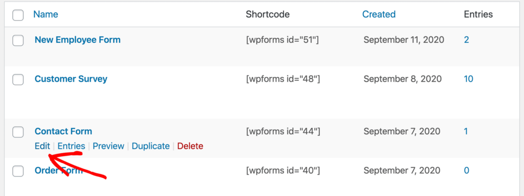 Edit a form in WPForms