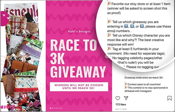 etsy-giveaway-example - RafflePress Instagram Etsy giveaway example