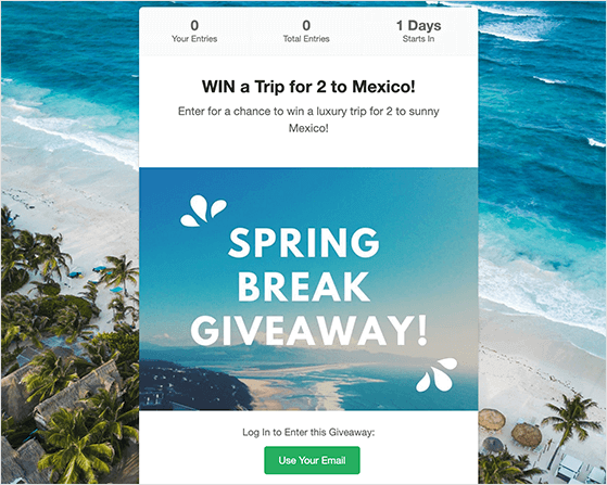 Facebook photo contest landing page
