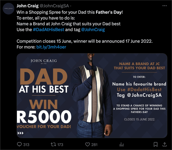 Father's Day social media contest example