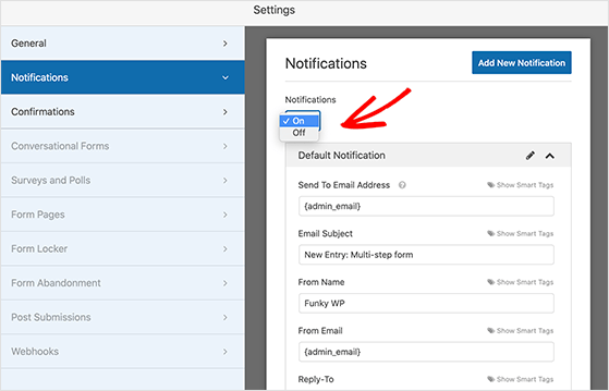 form-notification-settings - RafflePress configure your form notification settings